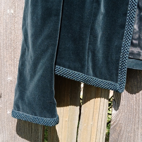 VTG Luxury Velvet Blazer Jacket Dark Forest Green Beaded Embroidered Exquisite M - Picture 4 of 15